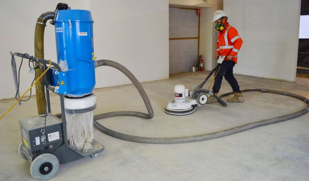 Concrete Grinding Machine with Industrial Vacuum Cleaner